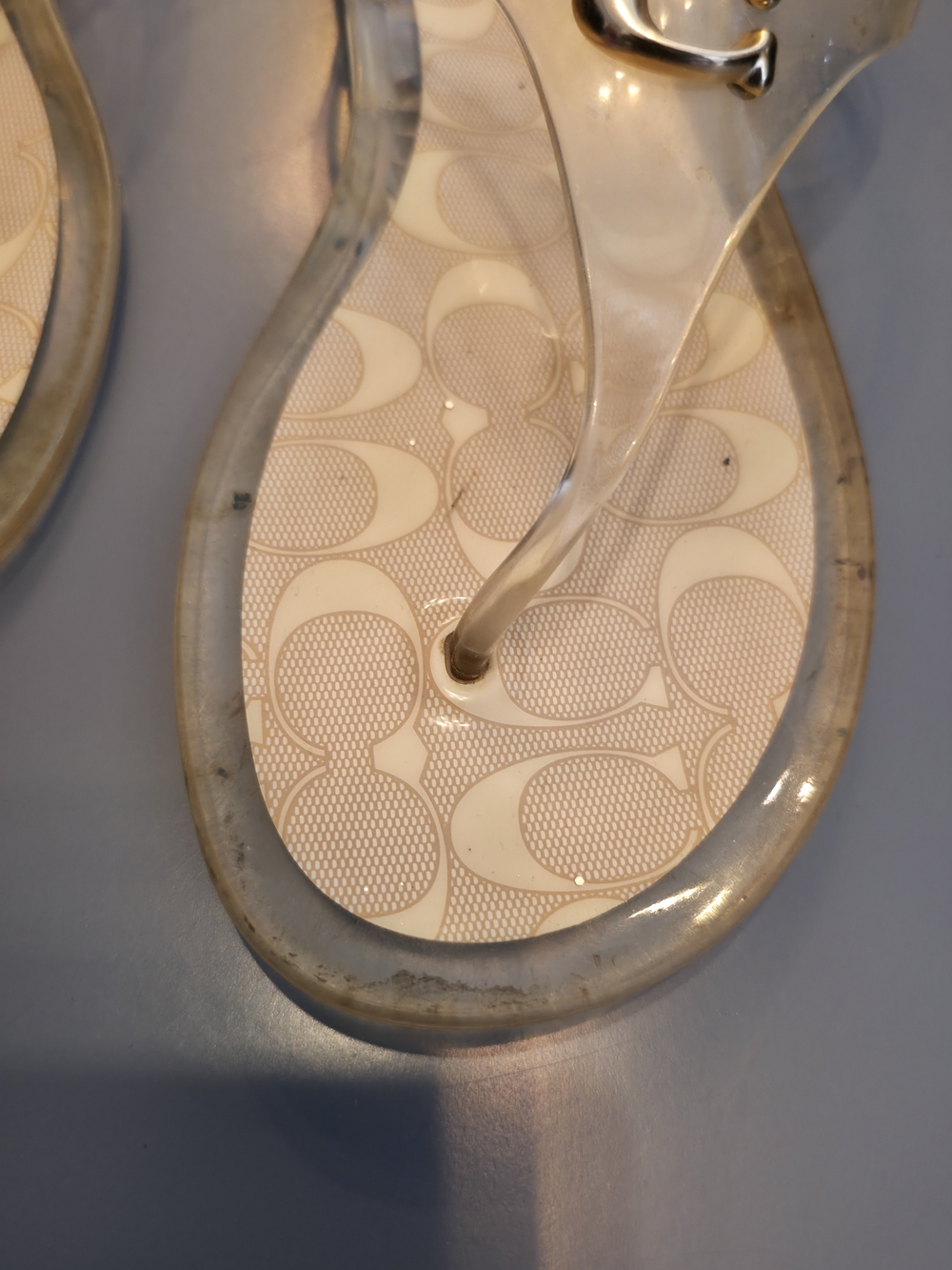 Coach Clear Jelly Thong Sandals in Clear/Beige - Picture 3 of 6
